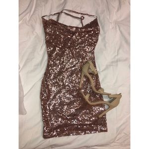 Rose gold sequin dress